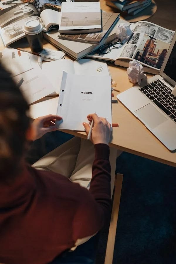 Author reviewing manuscript